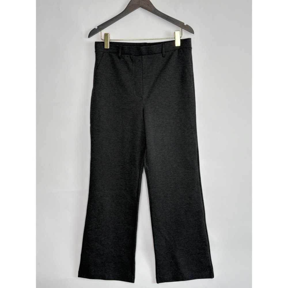 Quince Womens Large Ultra-Stretch Ponte Wide Leg Pants Pull On Charcoal Gray